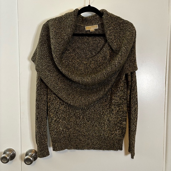 Michael Kors Brown Cowl Neck Sweater with Textured Knit - Picture 3 of 16